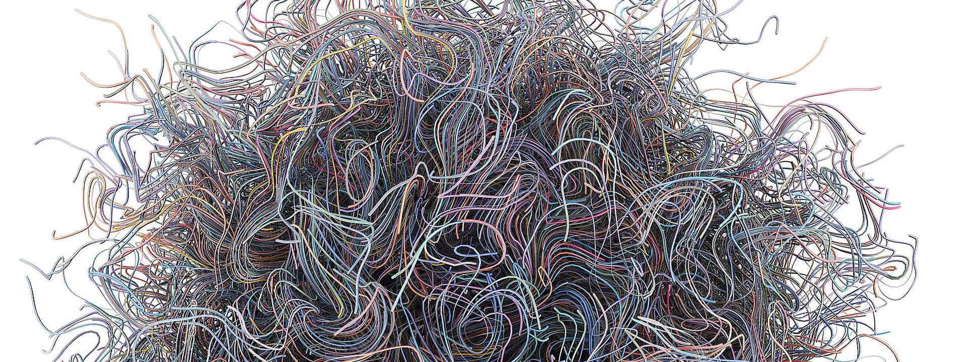 A large amount of cable on a white background