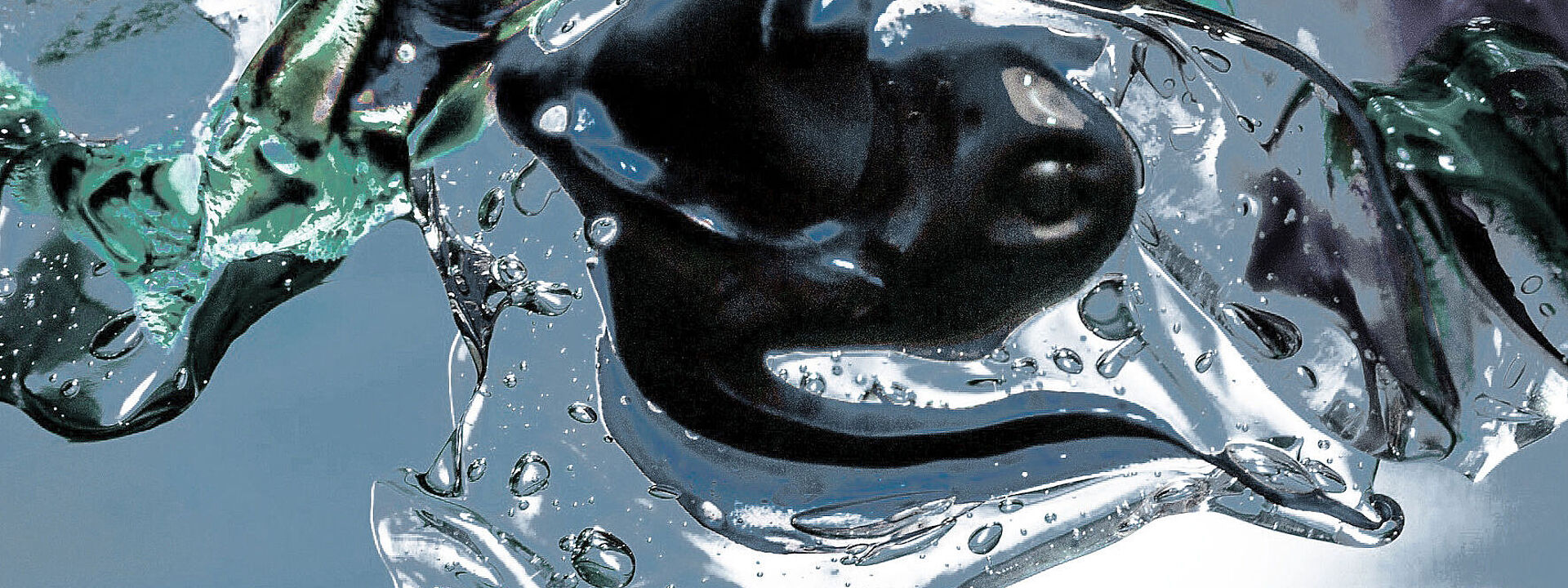 Illustration of a mixture with a clear liquid