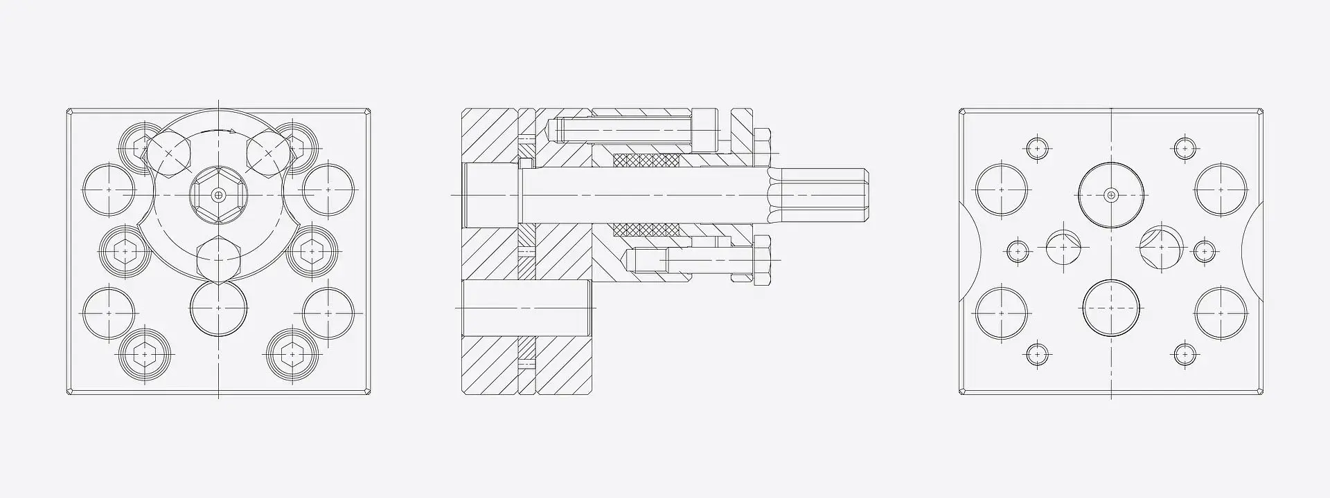 Skizze Zahnradpumpe für Blockaufspannung 