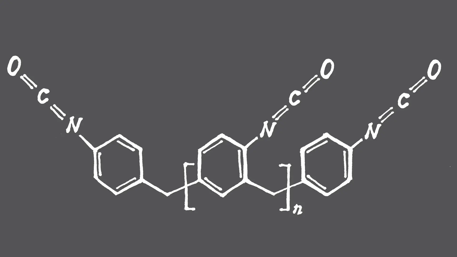 Chemical formula for polyurethanes on gray background